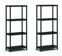 Keter Set da 2 Scaffali 60/4, Nero, 4 Ripiani, Portata massima 20 Kg ciascuno, 60x30x135H cm