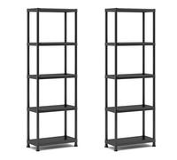 Keter Set da 2 Scaffali 60/5, Nero, 5 Ripiani, Portata massima 20 Kg ciascuno, 60x30x174H cm