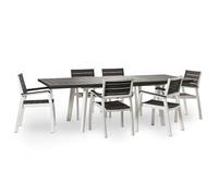 Keter Set da Giardino Tavolo allungabile 160/240 con 6 Poltrone colore Bianco/Grigio