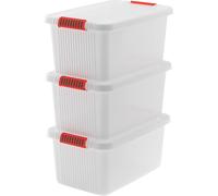 Keter Set di 3 Contenitori in Plastica con Coperchio K-Latch L, Trasparenti,43 L