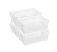 Keter Set di 4 Contenitori in Plastica con Coperchio Jumbo Box M, Trasparenti, Ideali per Vestiti e come Portaoggetti, Adatti per Armadi e Garage, 35 L, 58x39x21H cm