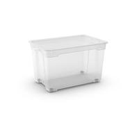 Keter Set di 4 Contenitori in Plastica con Coperchio R Box XL, Trasparenti, Dotati di Ruote, Ideali per Vestiti e come Portaoggetti, Adatti per Armadi e Garage, 57 L, 56,5x38x36H cm