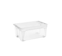 Keter Set di 5 Contenitori in Plastica con Coperchio R Box L, Trasparenti, Dotati di ruote, Ideali per Vestiti e come Portaoggetti, Adatti per Armadi e Garage, 45 L, 56,5x38x26H cm