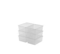 Keter Set di 6 Contenitori in Plastica con Coperchio C Box S, Trasparenti, Ideali per Vestiti, Scarpe e come Portaoggetti, Adatti per Armadi e Garage, 11 L, 37x26x14H cm
