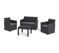 Keter Set Lounge MARIE Grafite Divano + 2 Poltrone + Tavolino Aperto