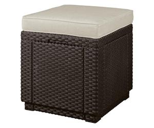 Keter Sgabello Cube con cuscino con spazio di stoccaggio incluso cuscino 42 x 42 x 39 cm marrone/beige, 258810