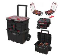 Keter Stack-n-Roll - Organizer modulare per attrezzi da garage e fai da te, 4 pezzi, in resina, per piccole parti, nero