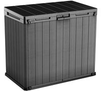 Keter Store-It-Out - Armadietto per bidoni della spazzatura 1150 l, resistente alle intemperie, effetto legno, richiudibile, 2 tonnellate da 240 l, 141 x 82 x 118 cm, grigio