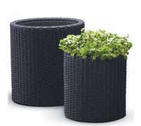 Keter Vasi Da Fiori Set Di 2 Rattan Decorativi