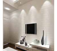 Ketian - Carta da parati tridimensionale in PVC, motivo: muro di mattoni, per soggiorno/sfondo parete TV/hotel 0,53 m x 10 m = 5,3 m2, PVC, White, 0.53m (1.73' W) x 10m(32.8'L)=5.3m2 (57 sq.ft)