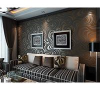 KeTian Modern Luxury 3D Abstract Curve Wallpaper Flocking non tessuto per soggiorno/camera da letto Rotolo di carta da parati 0.7m (2.29 'W) x 8.4m (27.56' L) = 5.88㎡ (63.11 sq.ft) (Black & Browm)
