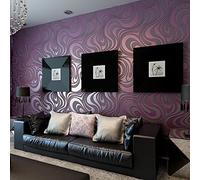 KeTian Modern Luxury 3D Abstract Curve Wallpaper Flocking non tessuto per soggiorno/camera da letto Rotolo di carta da parati 0.7m (2.29 'W) x 8.4m (27.56' L) = 5.88㎡ (63.11 sq.ft) (Viola)