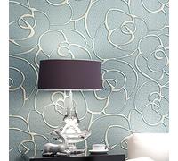 Ketian rullo di carta da parati moderna, minimalista con rosa 3D in tessuto non tessuto a rilievo per soggiorno Light Blue 0.53mx 10m=5.3m2