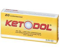 ketodol 25 mg+200 mg Antinfiammatorio Mal di Testa e Mal di Denti 20 Compresse