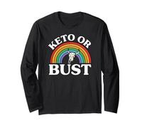 Ketogenic Diet Keto Or Bust Western Cow Skull Retro Maglia a Manica