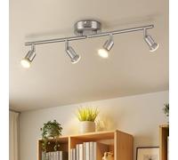 Ketom Binario Faretti Soffitto Orientabile 4 Luci, GU10 Faretto da Soffitto LED Industriale Nichel, Faretti da Parete Interno Moderno per Camera da Letto, Cucina, Soggiorno, Senza Lampadina