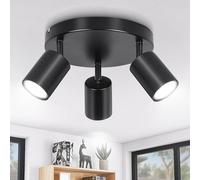 Ketom Faretti da Soffitto Orientabili Base Rotonda, GU10 Lampada Faretti LED Soffitto Neri, Faretto da Parete Moderna, Plafoniera LED con 3 Faretti per Cucina, Cameretta, Senza Lampadina