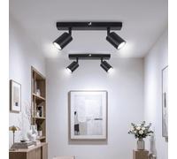 Ketom Faretti LED Soffitto GU10, Faretto LED Interno Orientabile 2 Luci | 2 Pezzi Binario Faretti Soffitto Nero, Moderno Lampadario Faretto Cucina, Faretti da Soffitto, Senza Lampadina