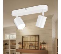 Ketom Faretti LED Soffitto GU10, Faretto LED Interno Orientabile 2 Luci | Binario Faretti Soffitto Bianco, Moderno Lampadario Faretto Cucina, Faretti da Soffitto, Ovale, Senza Lampadina