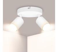 Ketom Faretti LED Soffitto GU10, Faretto LED Interno Orientabile 2 Luci | Binario Faretti Soffitto Bianco, Moderno Lampadario Faretto Cucina, Faretti da Soffitto, Rotondo, Senza Lampadina