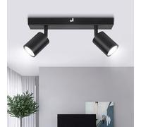 Ketom Faretti LED Soffitto GU10, Faretto LED Interno Orientabile 2 Luci | Binario Faretti Soffitto Nero, Moderno Lampadario Faretto Cucina, Faretti da Soffitto, Senza Lampadina