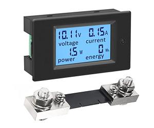 KETOTEK Amperometro Voltmetro Wattmetro da Pannello DC 6.5-100V con 100A Shunt, Digitale Contatore Misuratore di Tensione Corrente Elettrica Potenza Energia LCD per Auto Moto Sistema Solare