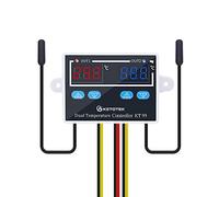 KETOTEK Doppio Regolatore di Temperatura Digitale AC 220V con 2 impermeabile Sonde, Riscaldamento e Raffreddamento Termostato Termoregolatore Potenza Direttamente per Incubatrice Versione aggiornata