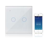 KETOTEK Interruttore Touch WIFI 2 Gang 1 Vie 220V, Compatibile con Alexa | Interruttore Luce 2 Moduli 1 Via Muro, Smart Life/Tuya App Controllo, Funzione Timer, Bianca