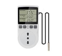 KETOTEK Presa Termostato Digitale con Sonda 220V, Termostato con Spina e Presa Raffreddamento Riscaldamento Regolatore di Temperatura per Serra Incubatrice
