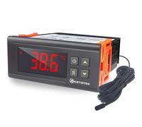 KETOTEK Regolatore di temperatura digitale 230V 16A, termostato 2 uscite relè con sonda, Termoregolatore con riscaldamento e raffreddamento per Homebrew, Allevamento, serre