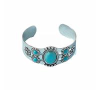 Kette Und Armband Manschettenarmband Blau Stabilisiertes Türkis & Armband Verstellbares Manschettenarmband | Boho Schmuck für Männer & Frauen Armband Herren Uhr (Silver, One Size)