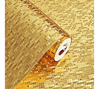 KetTian -Rotolo di carta da parati moderna e lussuosa, motivo mosaico con lamina dorata scintillante, ideale per la decorazione di pareti e soffitti, specialmente di bar e hotel, 20.8" W x 393.7" L