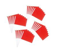 Kettion 24 bandiere a mano con asta, bandiera bianca da dipingere per eventi sportivi e celebrazioni (rosso)