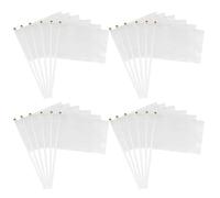 Kettion 24 bandiere a mano con asta, bandiera bianca da dipingere per eventi sportivi e celebrazioni (bianco)