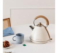 CREATE/KETTLE RETRO/Bollitore d'acqua elettrico Bianco & Legno naturale / 1.7L, sistema di filtraggio anticalcare e antiparticelle