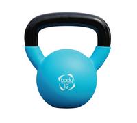 Kettlebell 12 kg blu, base piatta e manico comodo