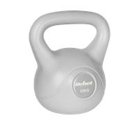 Kettlebell da 22 kg, grigio, per esercizi addominali.