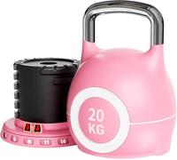 Kettlebell Regolabile 7 in 1, 20 kg Kettlebell con 7 Livelli di Peso, Manubrio per Allenamento a Casa & Fitness, Ideale per Allenamento Completo del Corpo, Compatto & Salvaspazio (Rosa, 20kg)