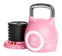 Kettlebell Regolabile 7 in 1, 20 kg Kettlebell con 7 Livelli di Peso, Manubrio per Allenamento a Casa & Fitness, Ideale per Allenamento Completo del Corpo, Compatto & Salvaspazio (Rosa, 20 kg)