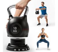 Kettlebell Regolabile 7 in 1, 20 kg Kettlebell con 7 Livelli di Peso, Manubrio per Allenamento a Casa & Fitness, Ideale per Allenamento Completo del Corpo, Compatto & Salvaspazio (Nero, 10 kg)