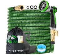 KETTOYA Tubo da giardino espandibile da 20 m, tubo flessibile per l'acqua con ugello spray a 10 modelli, tubo flessibile retrattile resistente a prova di perdite, nucleo in lattice a 4 strati,
