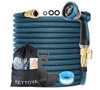KETTOYA Tubo da giardino espandibile da 6,5 m, tubo flessibile per l'acqua con ugello spray a 10 modelli, tubo flessibile retrattile resistente a prova di perdite, nucleo in lattice a 4 strati,