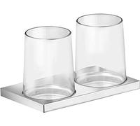 Keuco 11151019000 - Vassoio con 2 Bicchieri in Cristallo Inclusi, Cromato