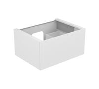 KEUCO EDITION 11 meuble sous-lavabo, 1 tiroir frontal, avec éclairage intérieur LED, 700x350x535mm, 31341270100, 31341270100, Corpo/Fronte: Lacca satinata bianca / vetro satinato bianco
