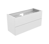 KEUCO EDITION 11 meuble sous-lavabo, 2 tiroirs frontaux, avec éclairage intérieur LED, 1400x700x535mm, 31362270100, 31362270100, Corpo/Fronte: Lacca satinata bianca / vetro satinato bianco