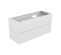 KEUCO EDITION 11 Meuble sous-lavabo pour lavabos encastrables, 2 tiroirs à casseroles, position du lavabo à droite, 1400x700x535mm, 31269300000, 31269300000, Corpo/Fronte: Vetro laccato bianco seta op