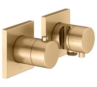 KEUCO EDITION 11 Set de robinetterie thermostatique encastrée pour 2 consommateurs avec raccord de flexible et support de douche, 51153251222, 51153251222, Colorazione: ottone spazzolato