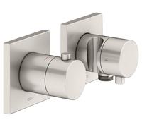 KEUCO EDITION 11 Set de robinetterie thermostatique encastrée pour 2 consommateurs avec raccord de flexible et support de douche, 51153051222, 51153051222, Colorazione: nichel spazzolato
