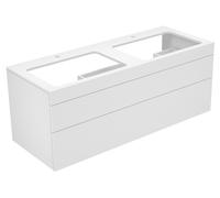KEUCO EDITION 400 Meuble sous-lavabo, double lavabo, 2 tiroirs, avec 2x1 trou pour robinet 1400x546x535mm, 31574210100, 31574210100, Corpo/Fronte: Laccato lucido bianco / Laccato lucido bianco lucido