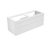 KEUCO EDITION 400 Meuble sous-lavabo, double lavabo, 2 tiroirs, avec 2x1 trou pour robinet 1400x546x535mm, 31574140100, 31574140100, Corpo/Fronte: Tartufo Textured Varnish / Tartufo Glass Gloss